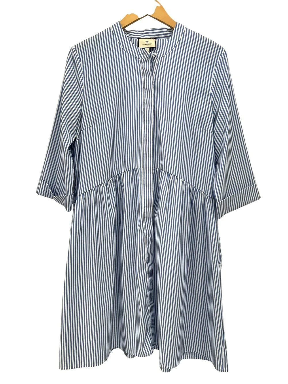 Tuckernuck Blue Stripe Royal Shirt Dress Preppy Classic Spring Summer - XL - Picture 6 of 14